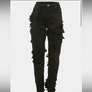 Rick Owens DRKSHDW Black Distressed Denim Skinny Jeans Size 4